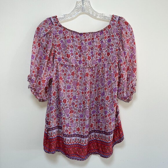 Knox Rose Floral V-Neck Ruffle Blouse - Picture 2 of 5